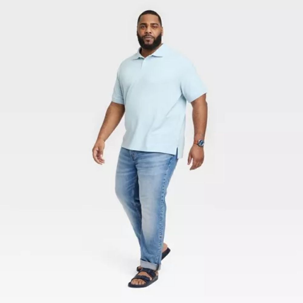 🆕👕Loring Short Sleeve Collared‎ Polo Shirt - Soft Blue